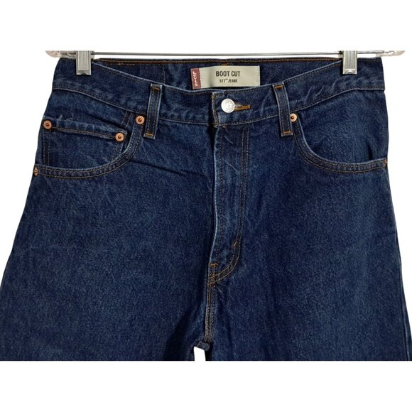 Y2K Levis 517 Boot Cut Jeans Mens W32 L30 Dark Wash 100% Cotton Denim 2004 - Picture 4 of 11